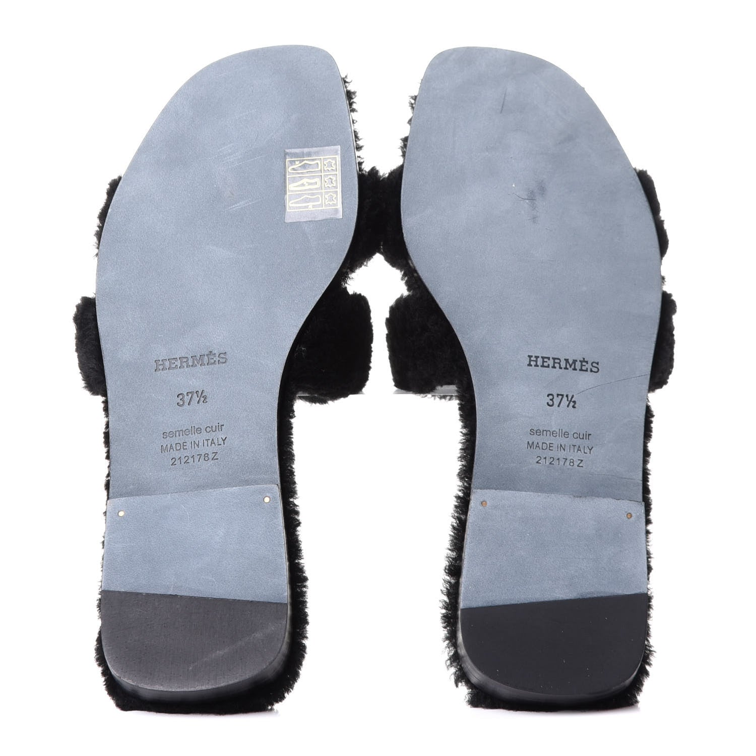 Hermes Woolskin Oran Sandals 37.5 Black 6 of 9