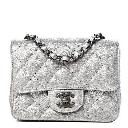 Chanel Metallic Caviar Quilted Mini Square Flap Silver 1 of 11