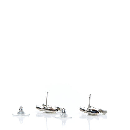Chanel Pearl Crystal CC Snow Palace Earrings Silver 3 of 5