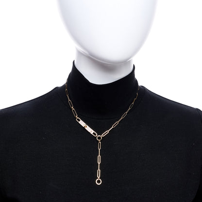 Hermes 18K Yellow Gold Diamond Pave PM Kelly Chaine Lariat Necklace ST 2 of 5