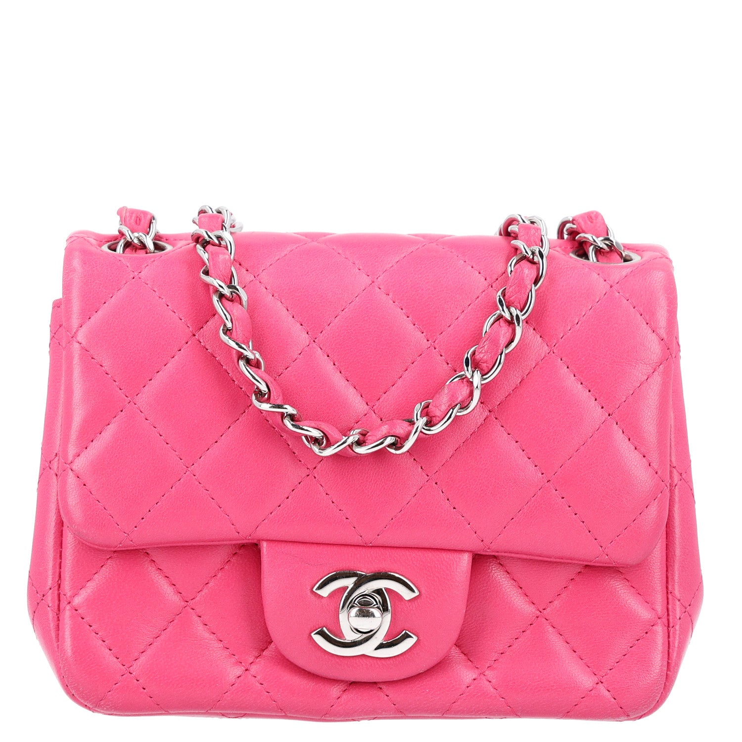 Chanel Lambskin Quilted Mini Square Flap Dark Pink 1 of 11