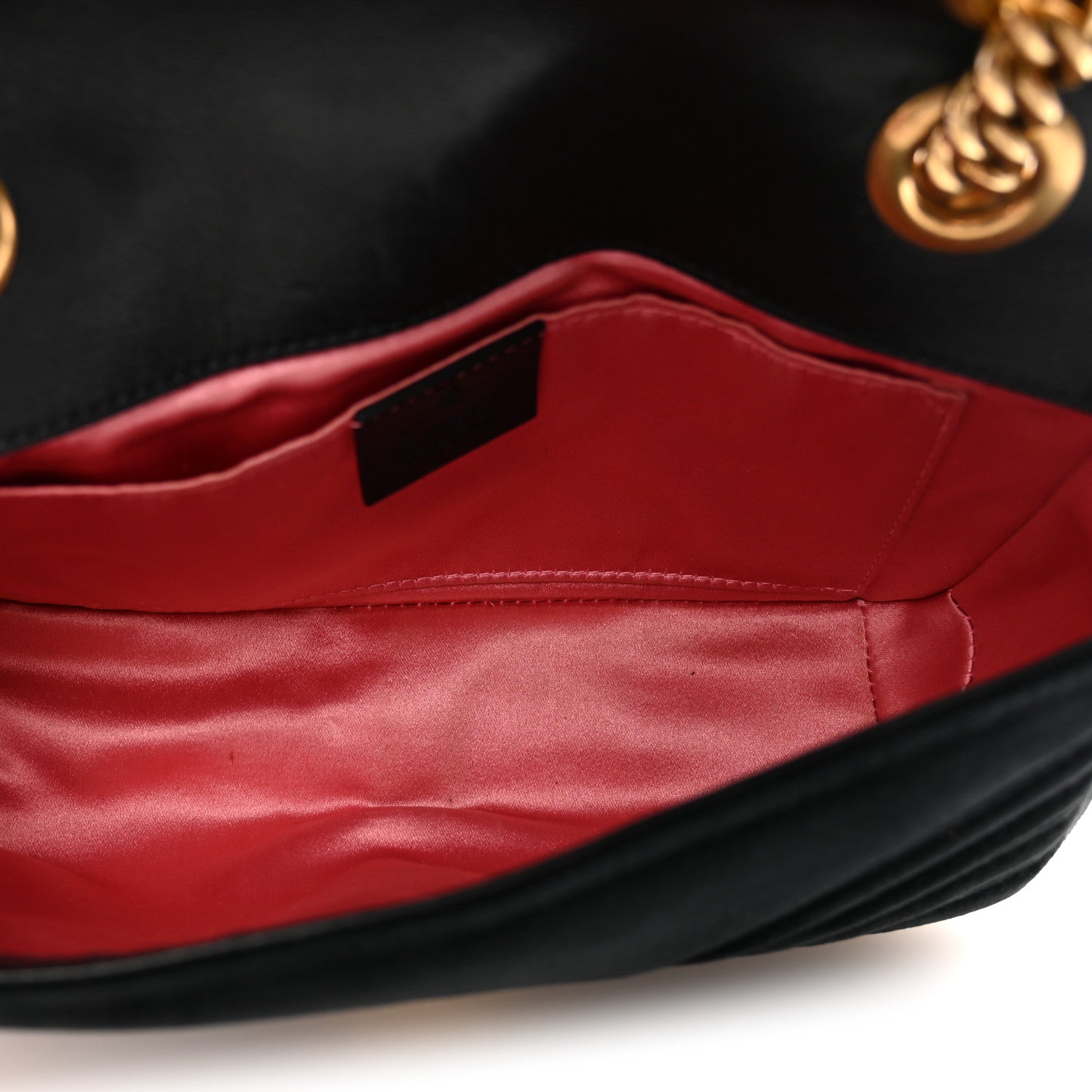 Gucci Velvet Matelasse Mini GG Marmont Shoulder Bag Black 5 of 10