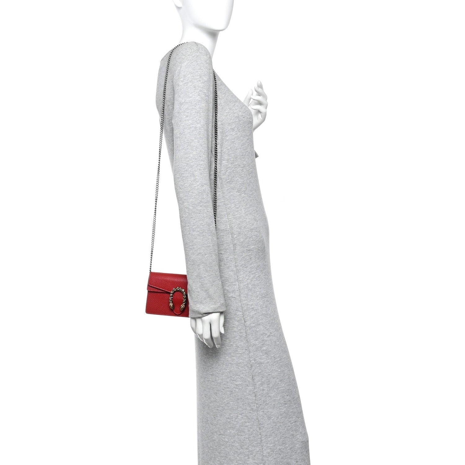 Gucci Dollar Calfskin Swarovski Crystal Small Dionysus Shoulder Bag Hibiscus Red 2 of 9