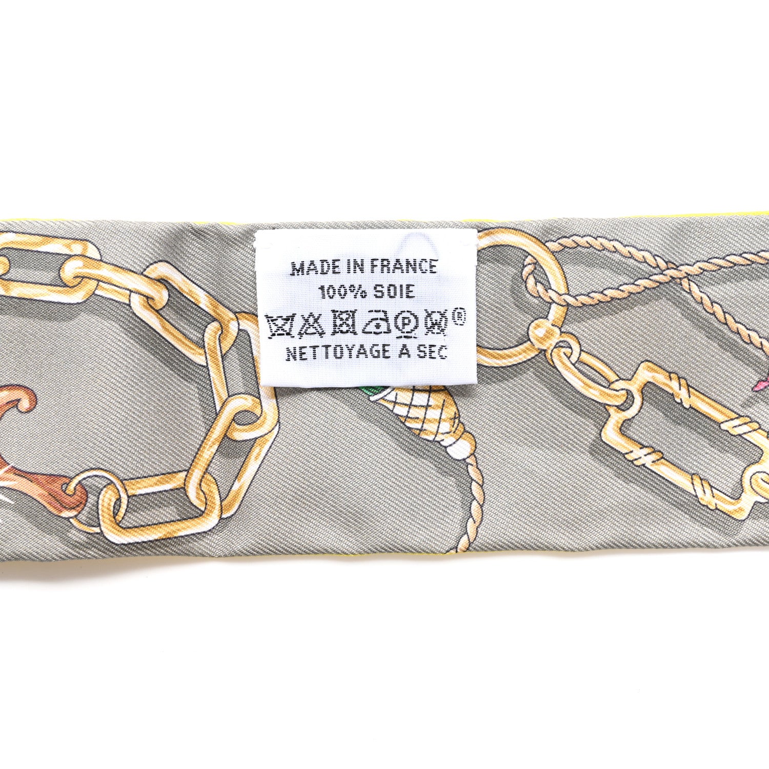 Hermes Silk C'est la Fete Twilly Jaune Vif Vert Gris 4 of 4