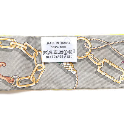 Hermes Silk C'est la Fete Twilly Jaune Vif Vert Gris 4 of 4