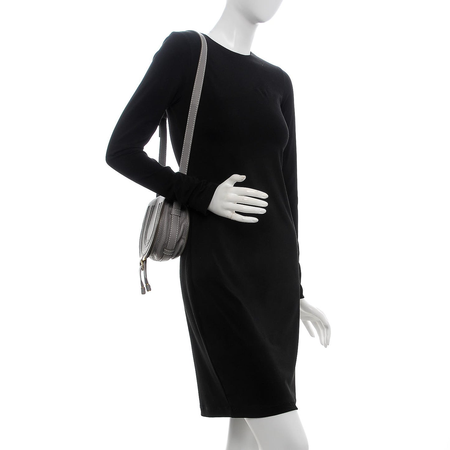 Calfskin Mini Marcie Round Crossbody Bag Cashmere Grey
