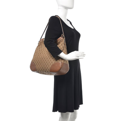 Gucci Monogram Textured Calfskin Large Bree Hobo Beige Ebony Nocciola 2 of 14