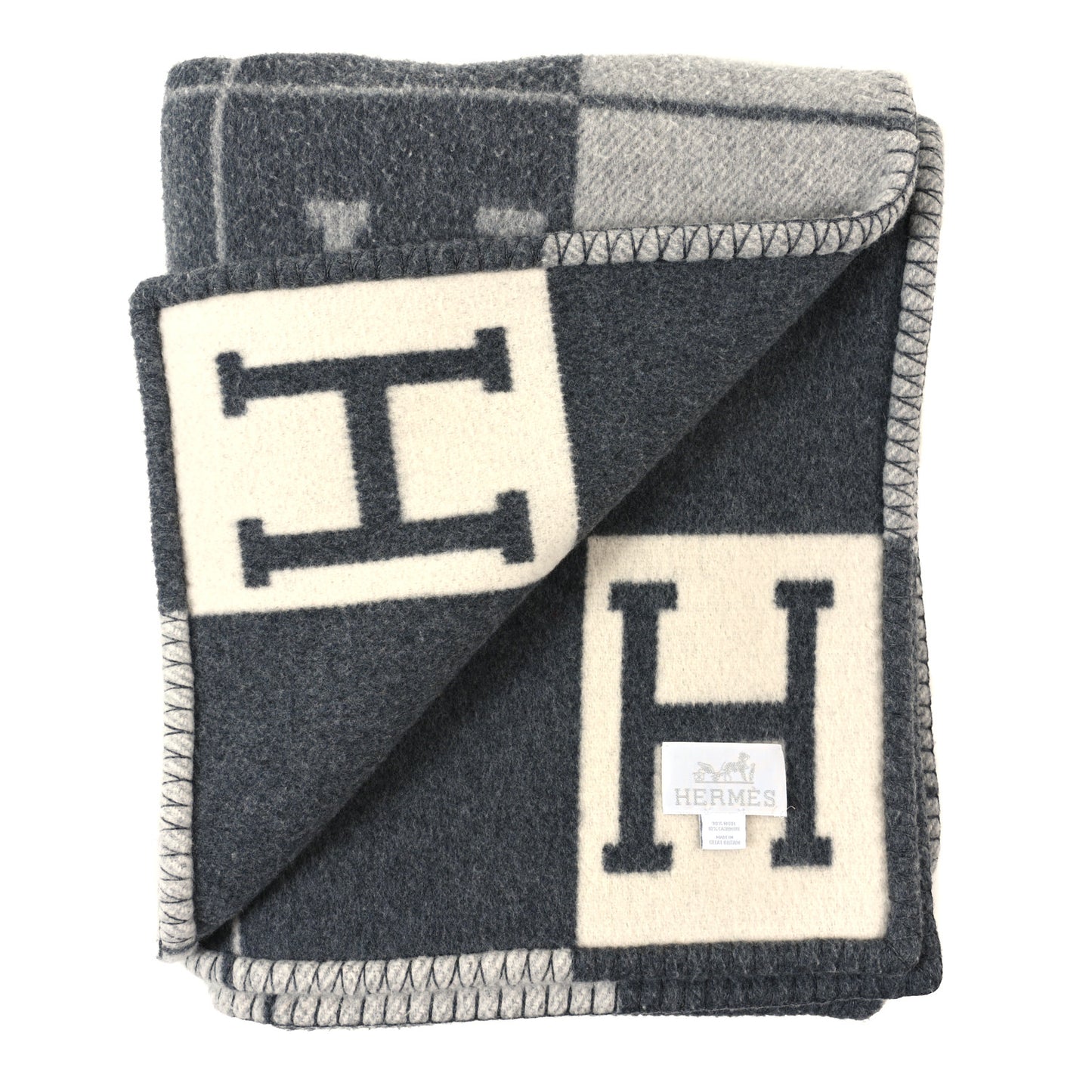 Wool Cashmere Avalon III Blanket Ecru Gris Clair