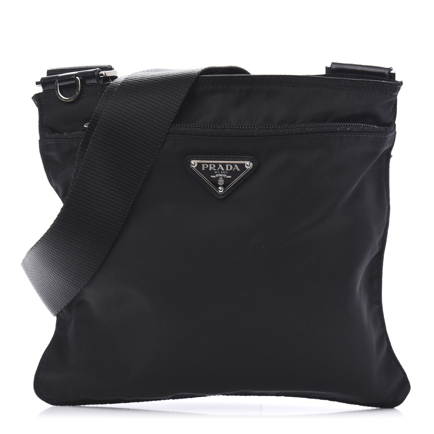 Prada Nylon Vela Flat Messenger Bag Black 1 of 9