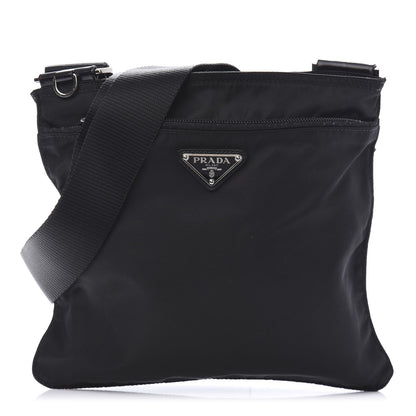 Prada Nylon Vela Flat Messenger Bag Black 1 of 9