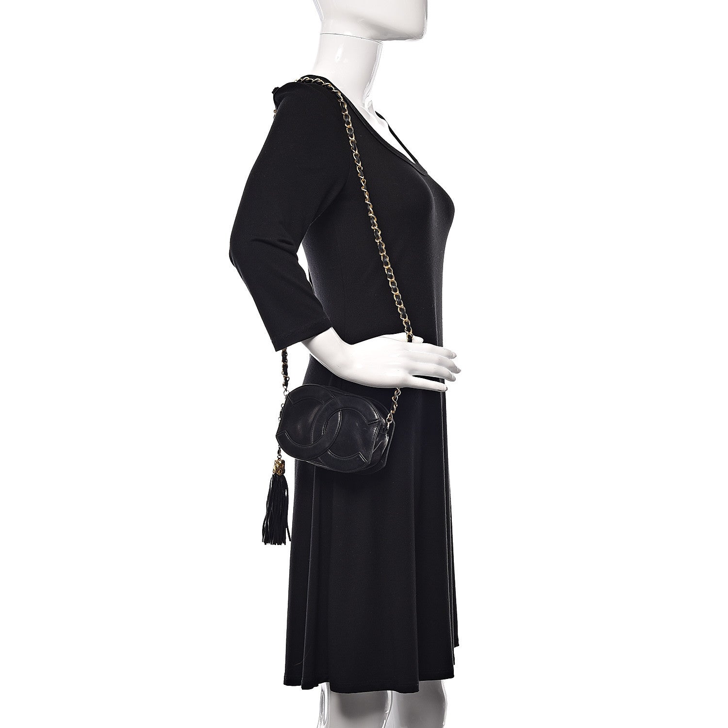 Chanel Lambskin Quilted CC Tassel Crossbody Black 2 of 18