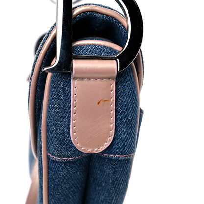 Christian Dior Patent Denim Jeans Saddle Bag Blue Pink 23 of 27