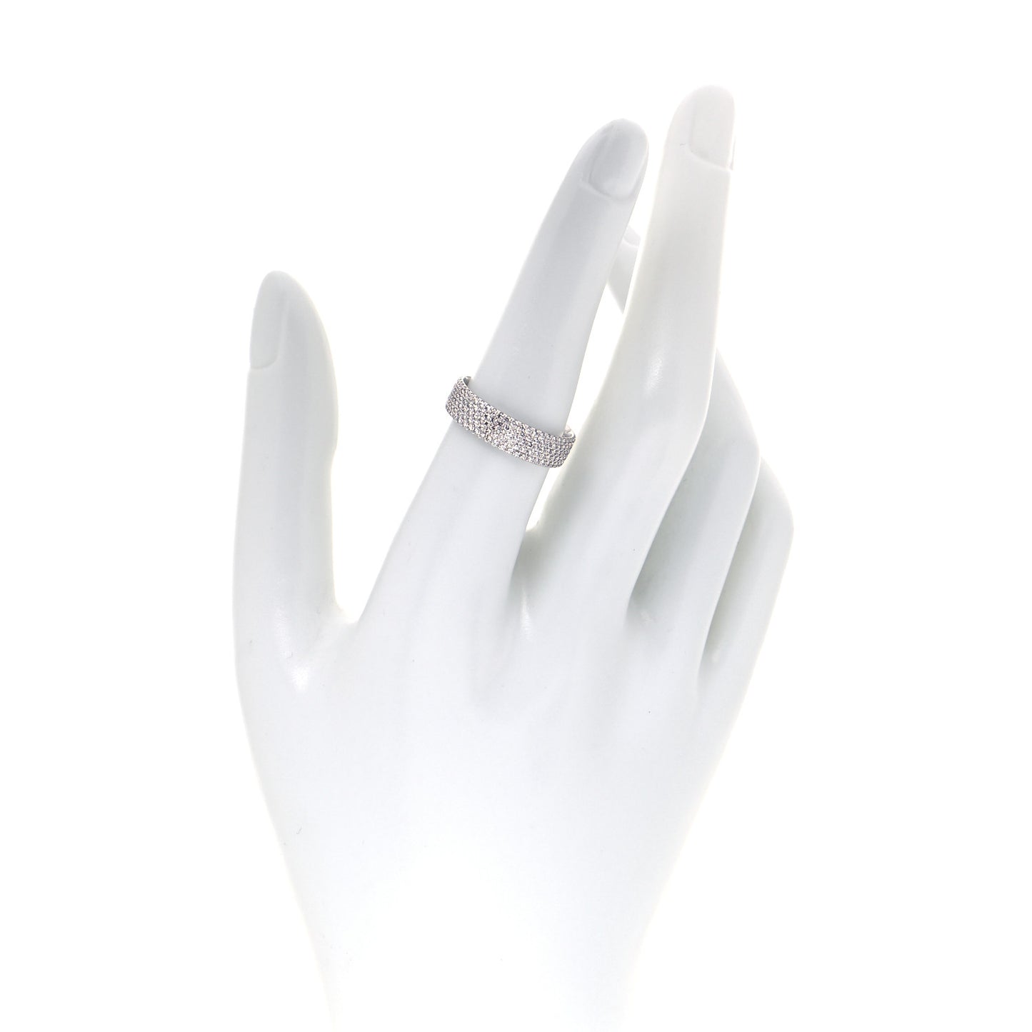 18K White Gold Diamond Metro Five-Row Ring 56 7.5