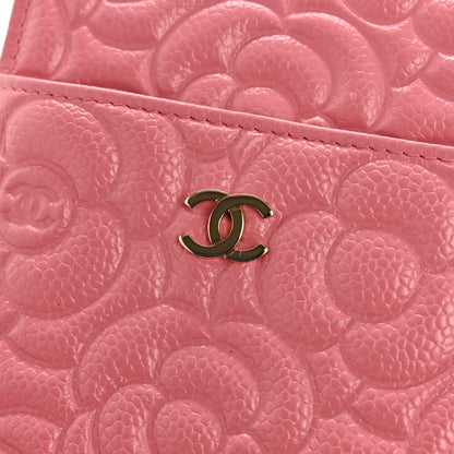 Chanel Caviar Camellia Embossed Classic Flat Wallet Pouch Pink 8 of 9