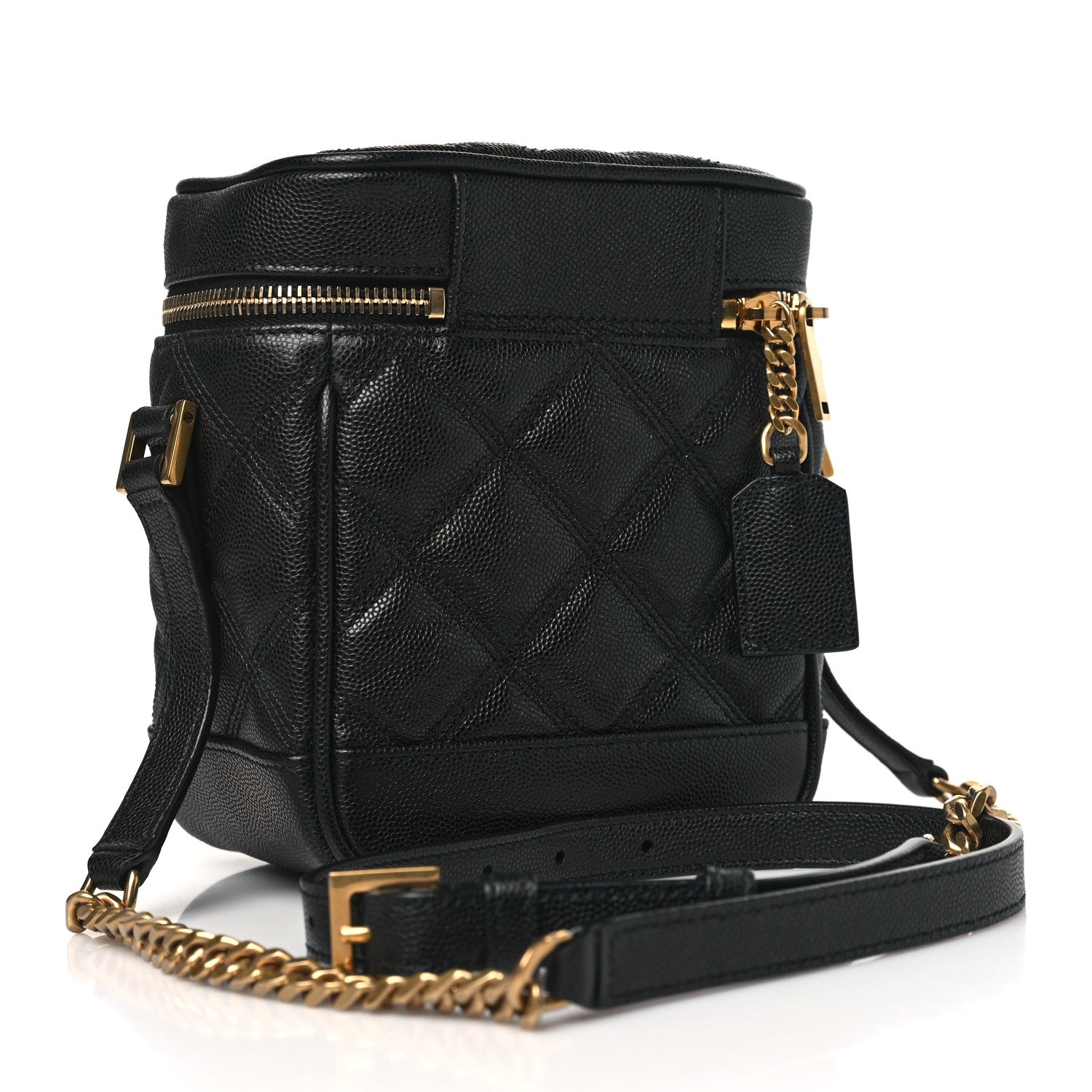 Saint Laurent Grain de Poudre Quilted 80's Vanity Bag Black 3 of 10