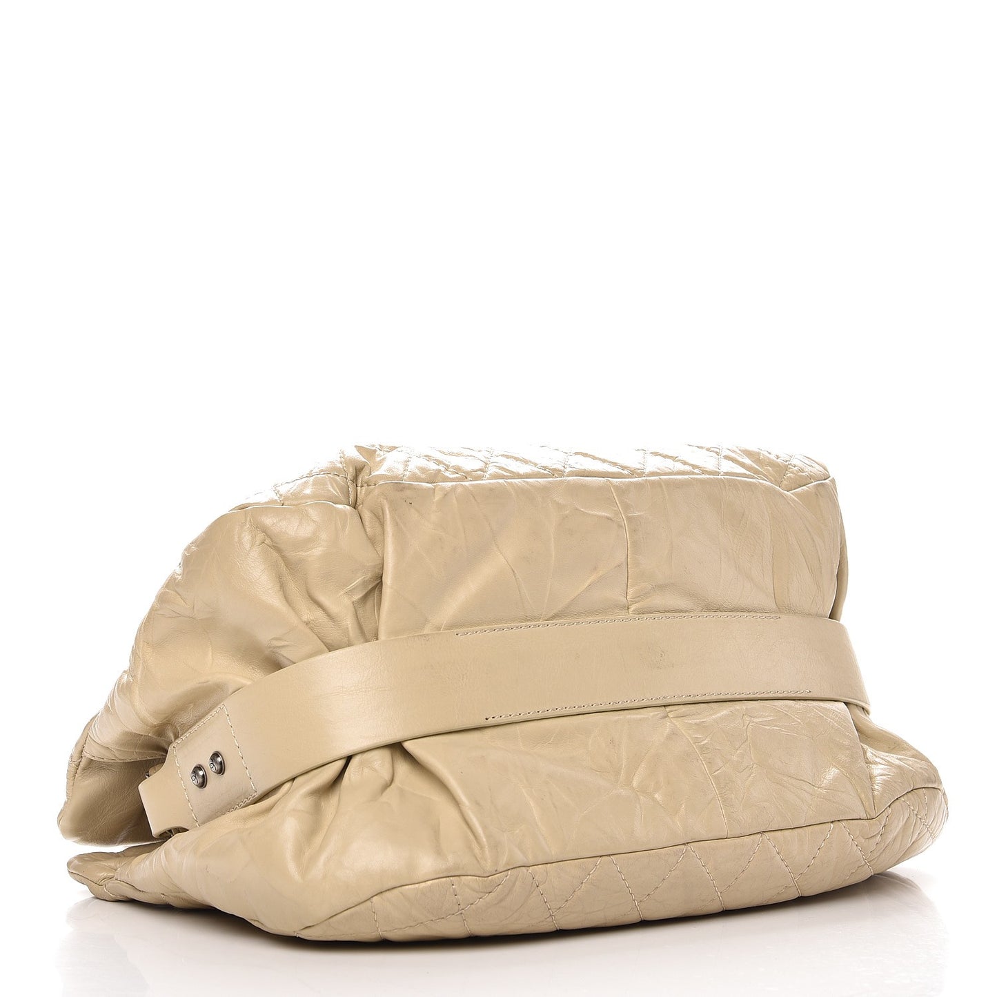 Glazed Calfskin Quilted Tote Light Beige