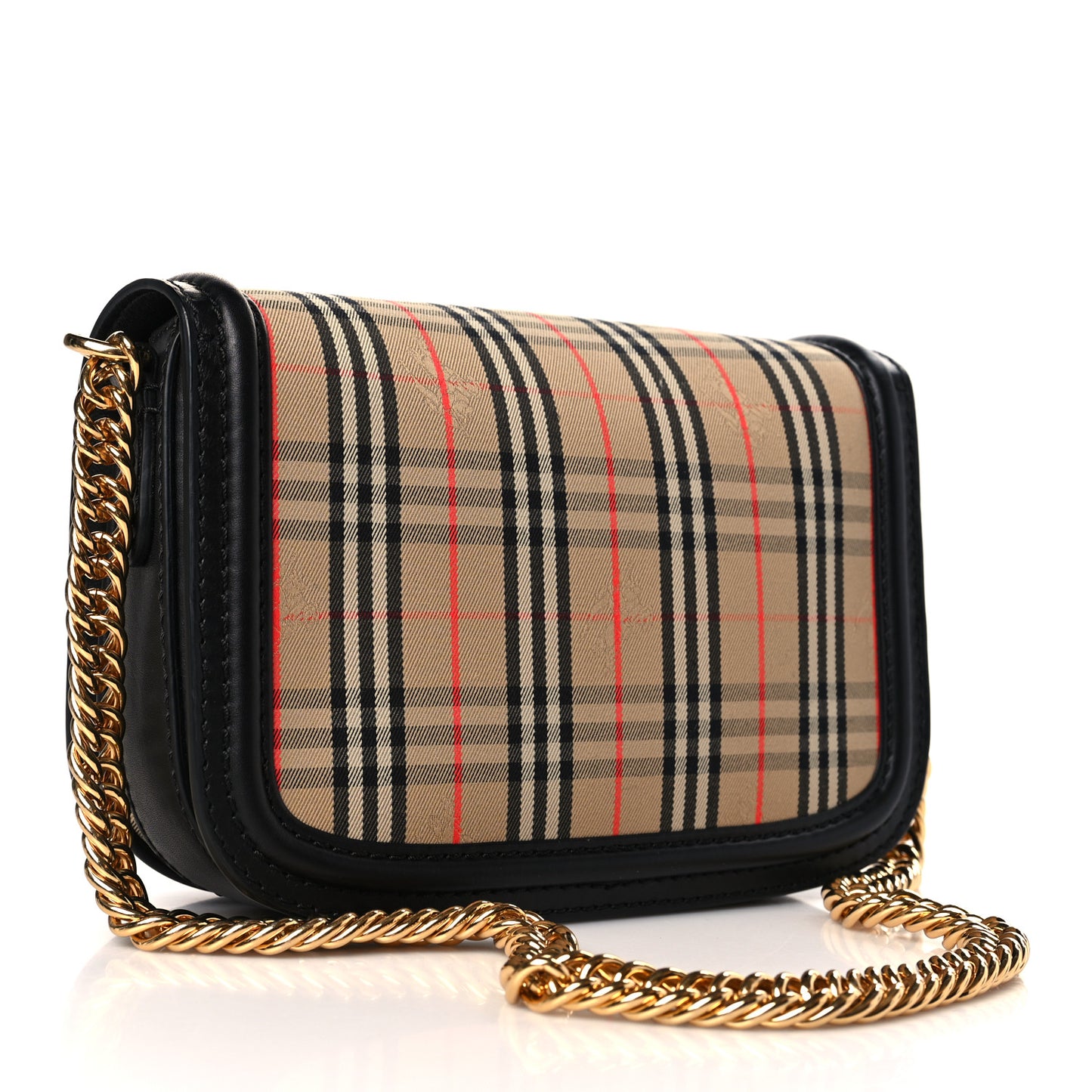 Smooth Calfskin 1983 Knight Check Link Shoulder Bag Black