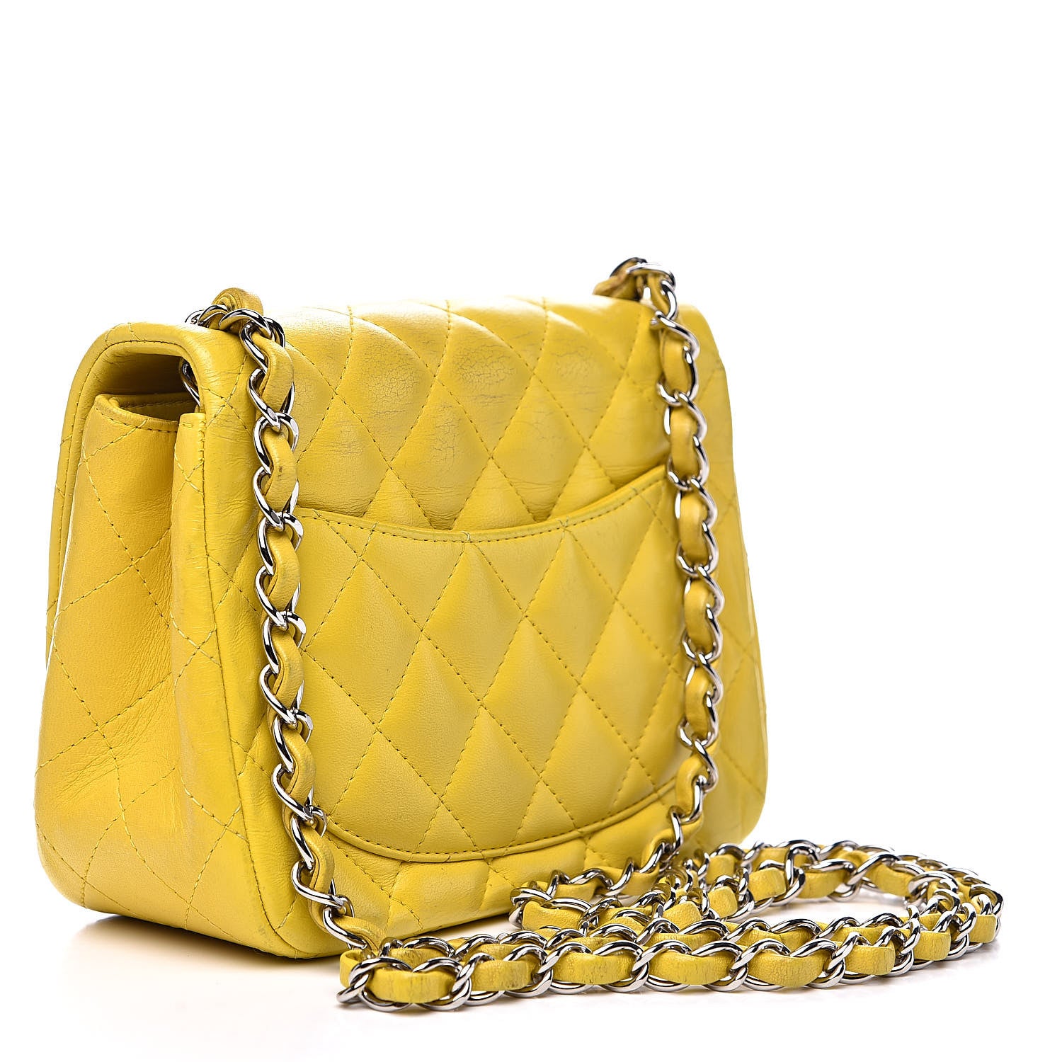 Chanel Lambskin Quilted Mini Square Flap Yellow 3 of 16