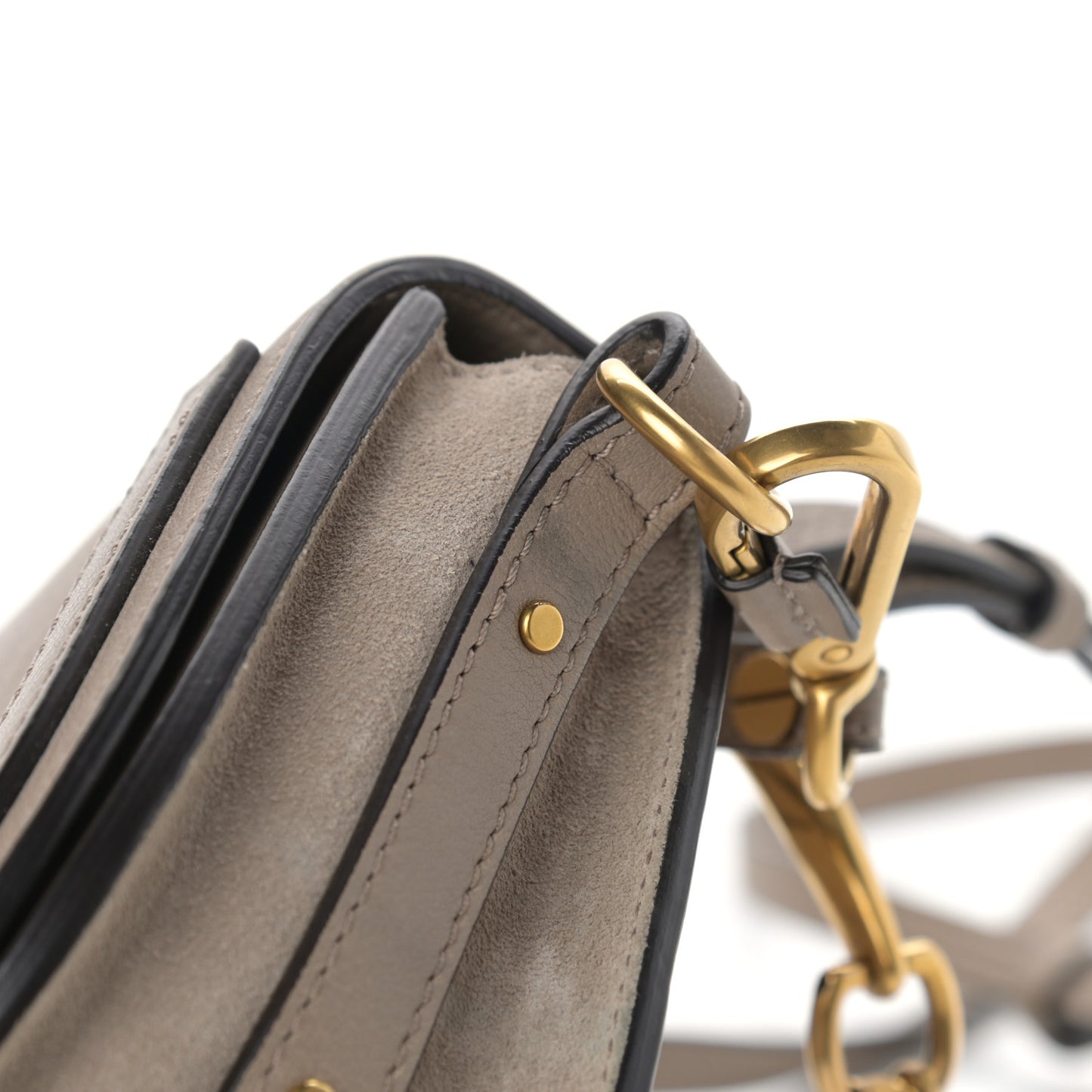 Calfskin Suede Small Nile Bracelet Bag Motty Grey