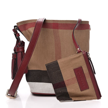 Burberry Canvas Mega Check Mini Ashby Tassel Crossbody Burgundy Red 1 of 15