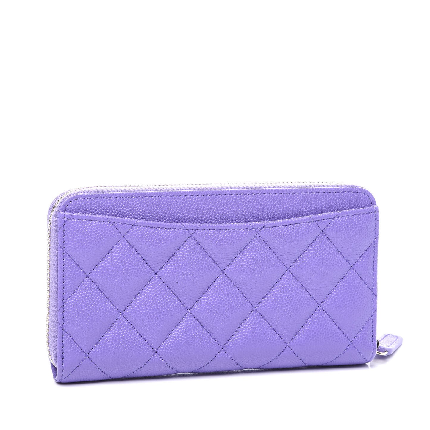 Caviar Quilted Medium Zip Around Wallet Purple