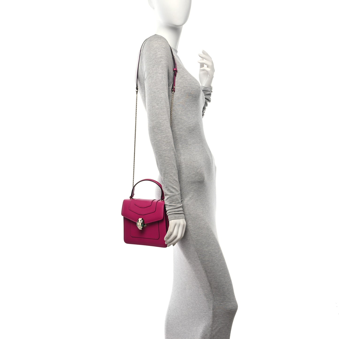 Calfskin Serpenti Forever Top Handle Pink