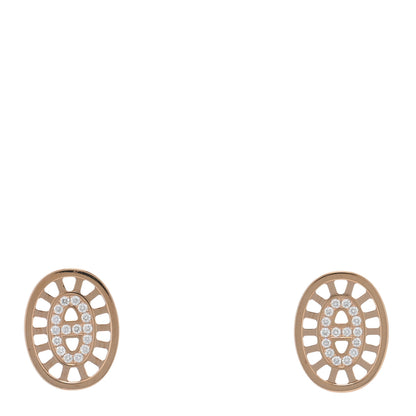 Hermes 18K Rose Gold Diamond Chaine d'Ancre Divine Stud Earrings 1 of 5