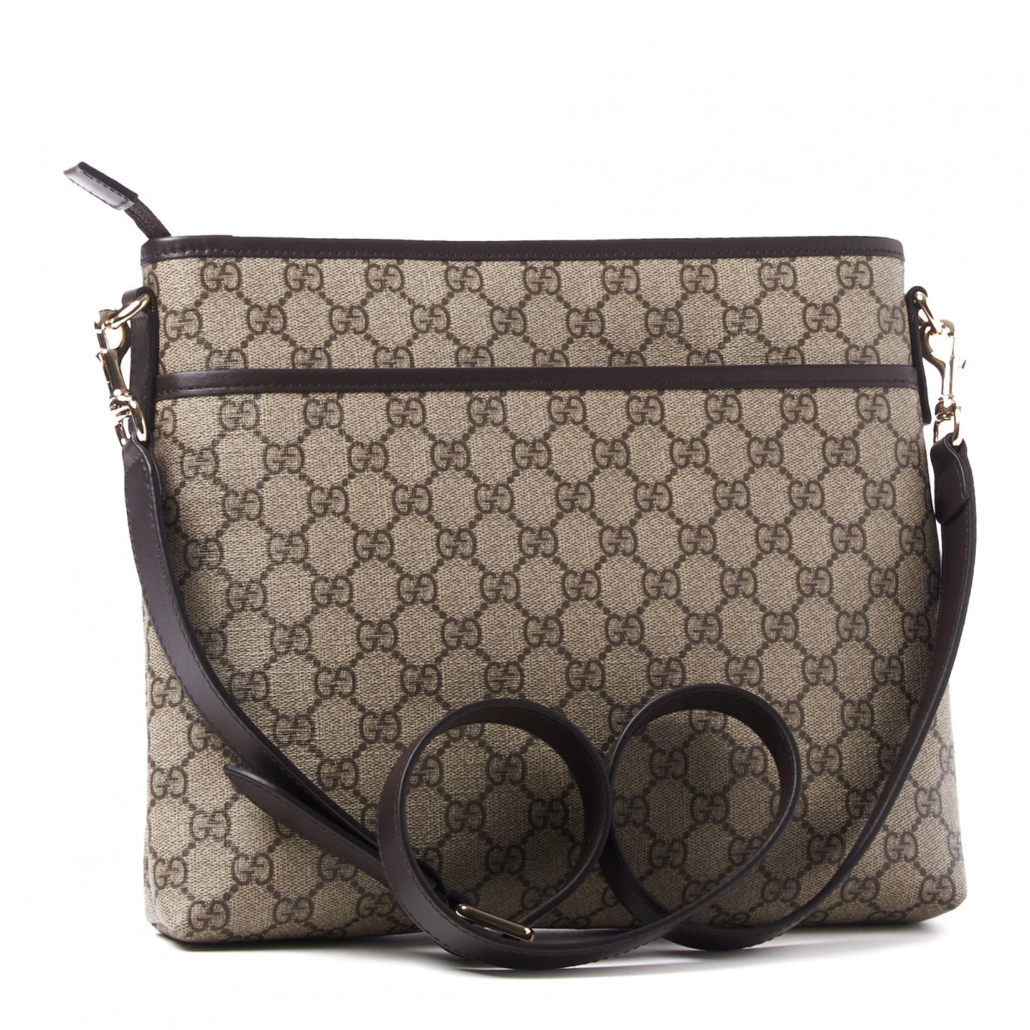 GG Plus Monogram Medium Flat Messenger Bag Dark Brown