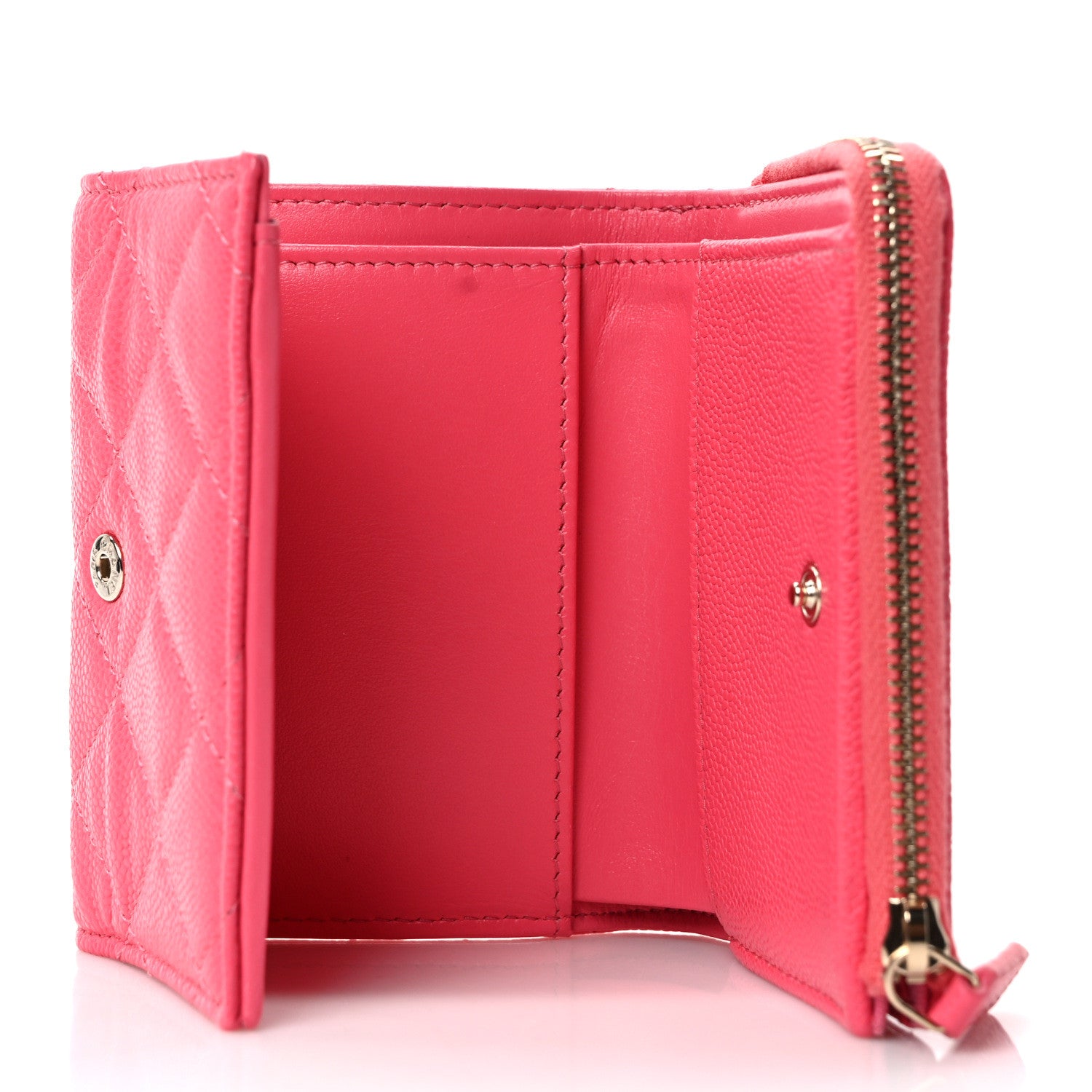Chanel Caviar Quilted Compact Zipped Wallet Pink 5 of 9