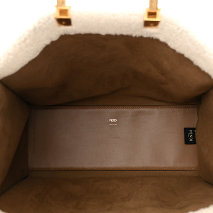Fendi Shearling Vitello King Logo Medium Fendi Sunshine Shopper Tote White 5 of 19