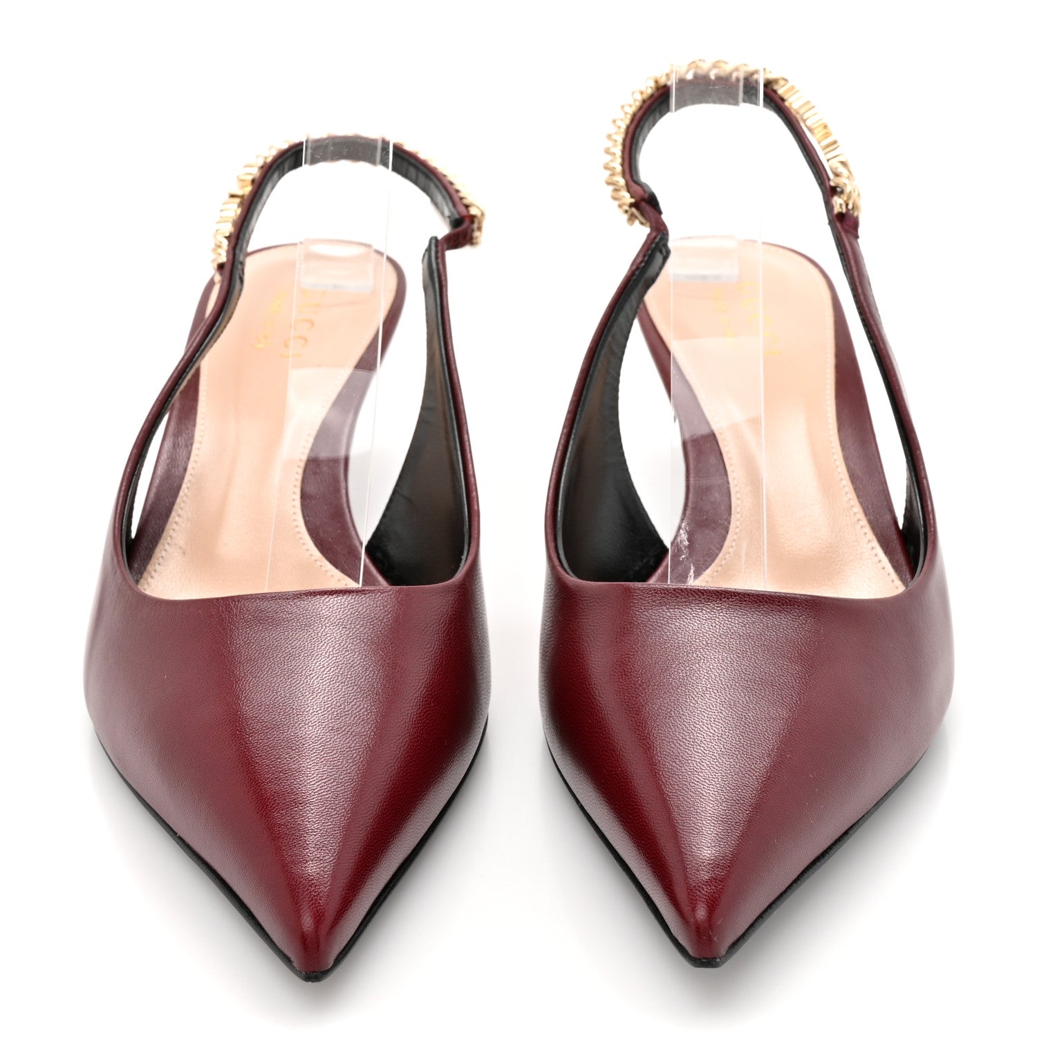 Gucci Malaga Kid Nappa Charlotte Signoria 35mm Slingback Pumps 38 Rosso Ancora 3 of 11