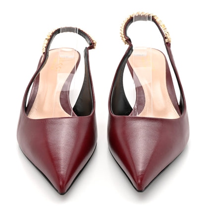 Gucci Malaga Kid Nappa Charlotte Signoria 35mm Slingback Pumps 38 Rosso Ancora 3 of 11