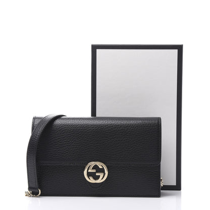 Gucci Dollar Calfskin Interlocking G Chain Wallet Black 9 of 9