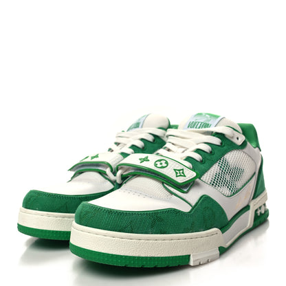 Louis Vuitton Monogram Denim Mens LV Trainer Sneakers 8 Green 3 of 9