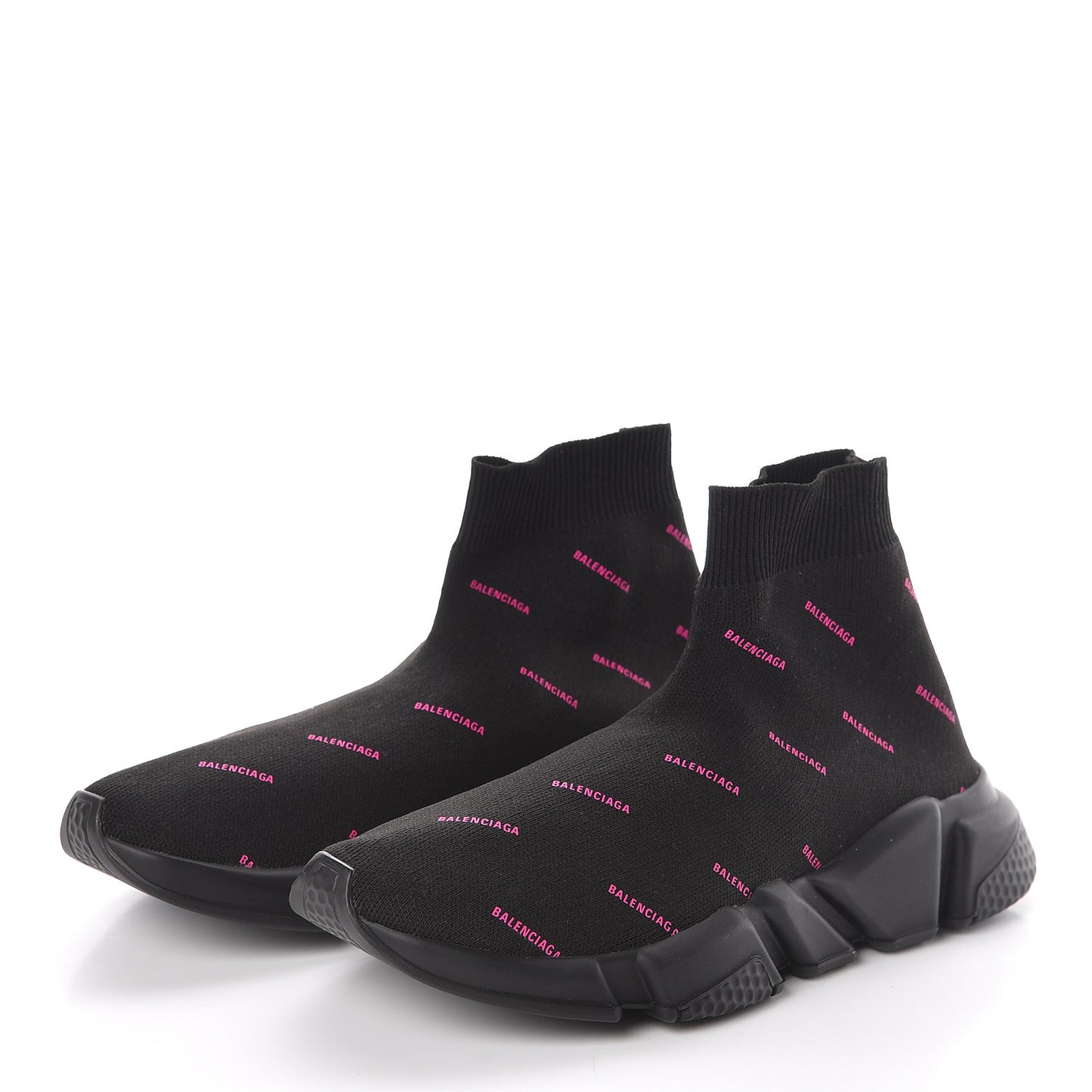 Neoprene Knit Allover Logo Womens Speed Sneakers 39 Black Fuchsia