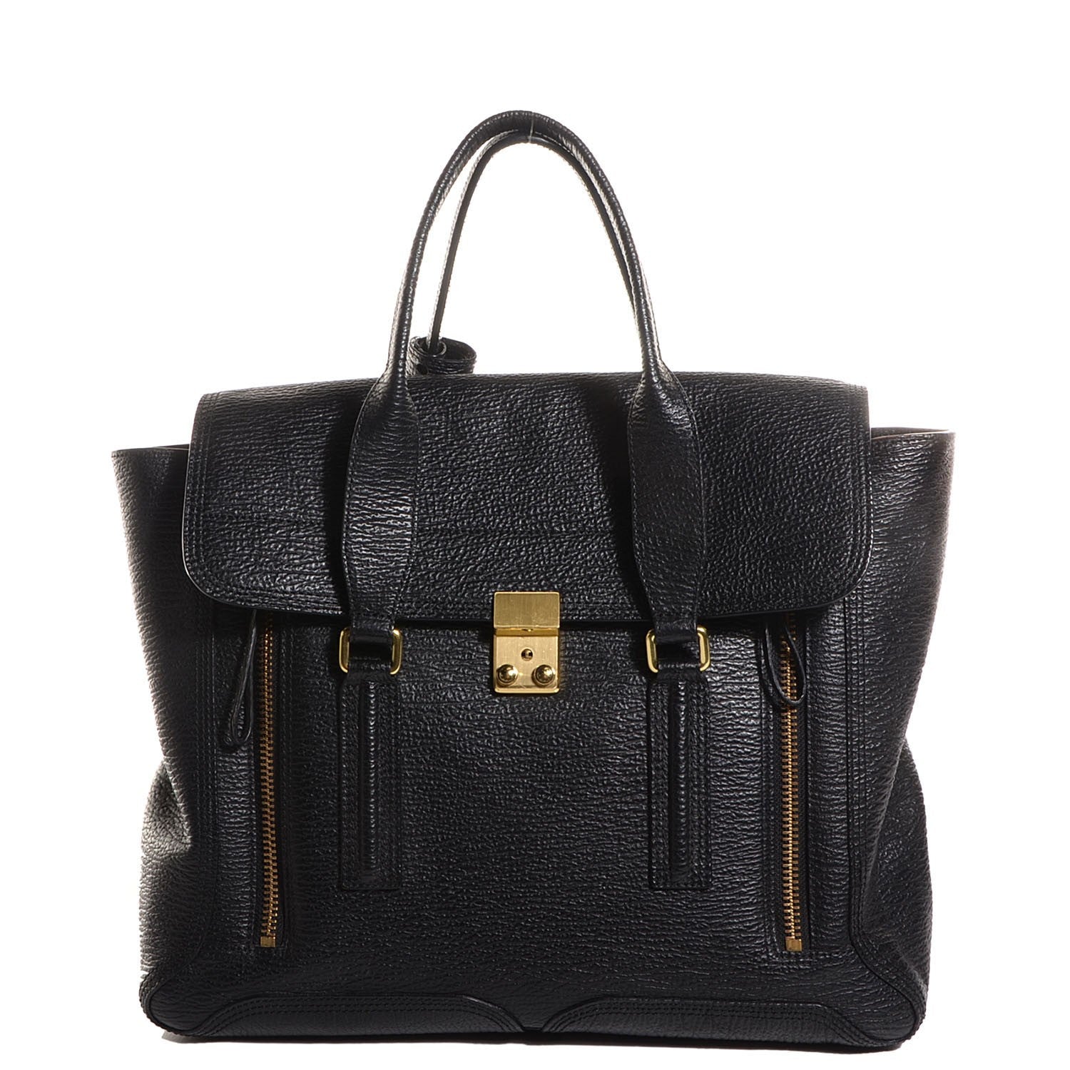 3.1 Phillip Lim 3.1 Leather Large Pashli Satchel Black 1 of 9