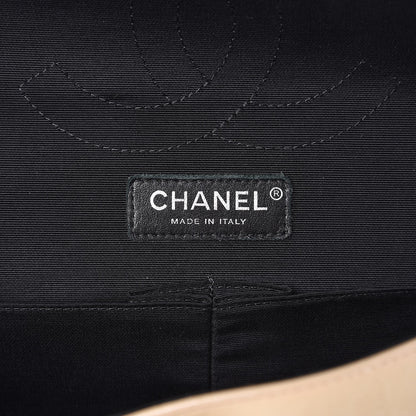 Chanel Lambskin Quilted Colorblock Jumbo Double Flap Black White Beige 6 of 18