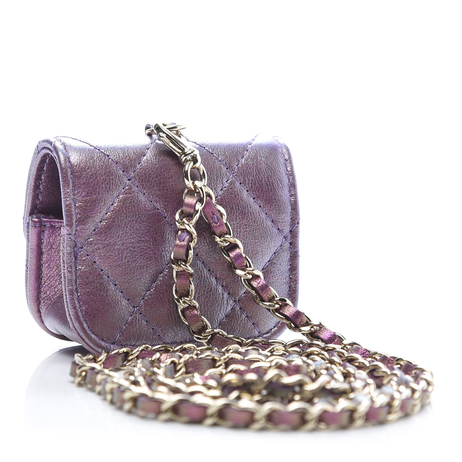 Chanel Iridescent Lambskin Quilted Airpods Pro Case Purple 3 of 11