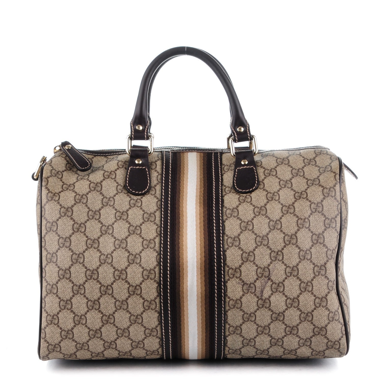 Gucci GG Plus Monogram Web Medium Joy Boston Dark Brown 1 of 8