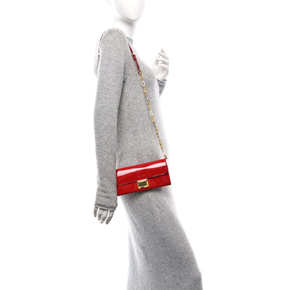 Miu Miu Vernice Madras Wallet On Chain Rosso 2 of 14