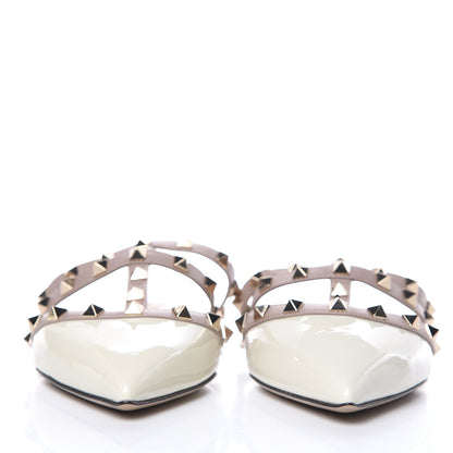 Valentino Garavani Patent Rockstud Flat Cage Mules 38.5 Ivory Poudre 2 of 8