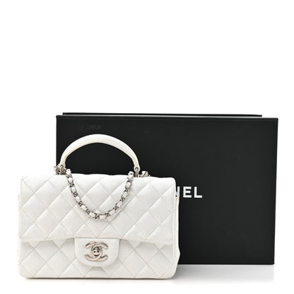 Chanel Metallic Caviar Quilted Mini Top Handle Rectangular Flap White 12 of 12