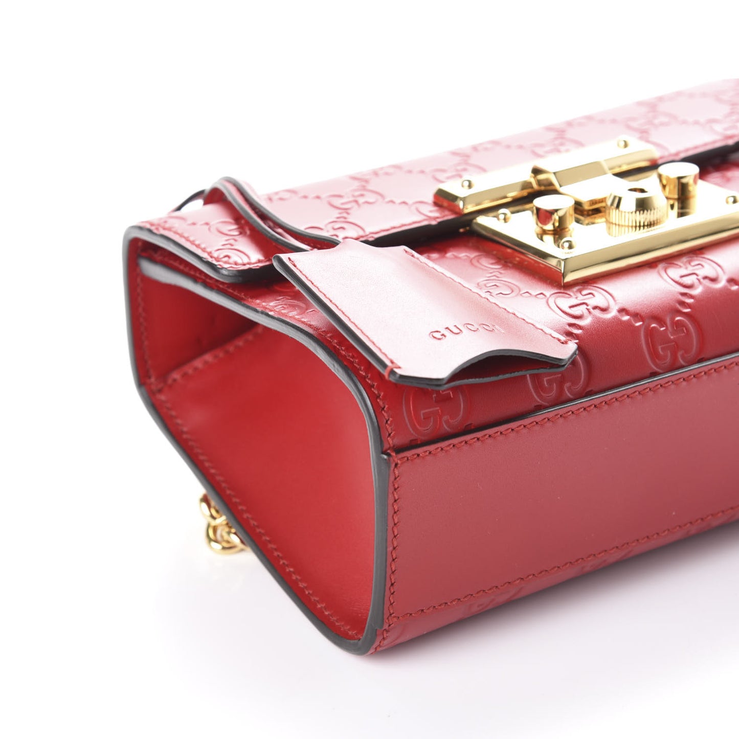 Guccissima Small Padlock Shoulder Bag Hibiscus Red