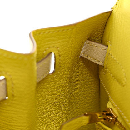 Hermes Epsom Bi-Color Horseshoe Sellier 25 Lime Craie 7 of 12