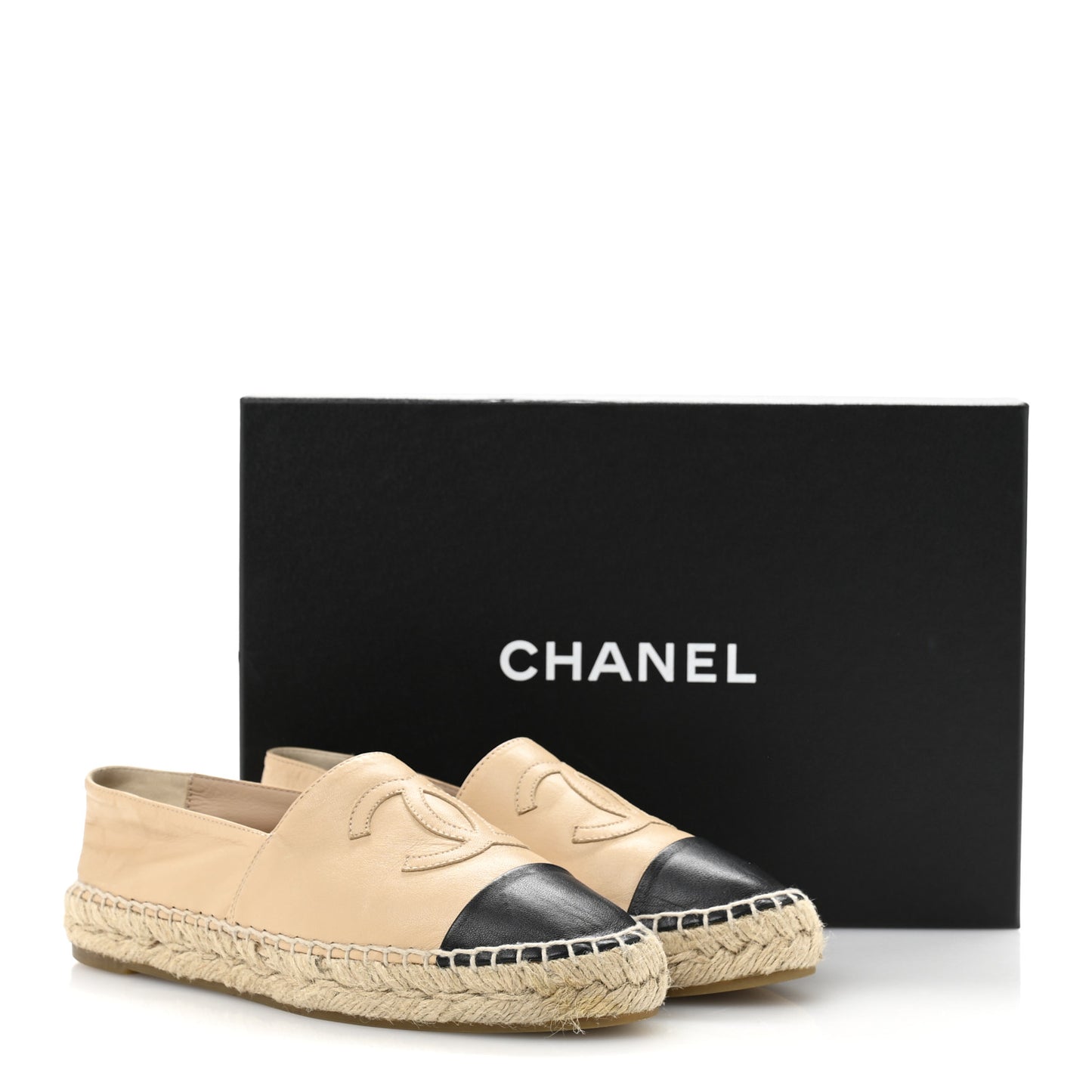 Lambskin CC Espadrilles 37 Beige Black