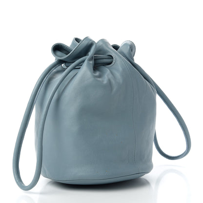Mansur Gavriel Lambskin Drawstring Bucket Pouch Bag Grey Blue 3 of 10