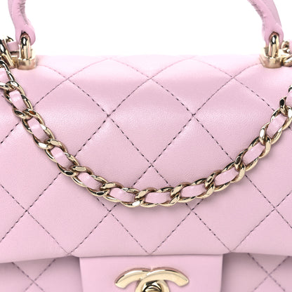 Chanel Lambskin Quilted Mini Top Handle Rectangular Flap Light Pink 7 of 9