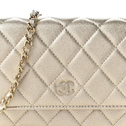 Chanel Metallic Lambskin Quilted Mini Wallet On Chain WOC Gold 9 of 10