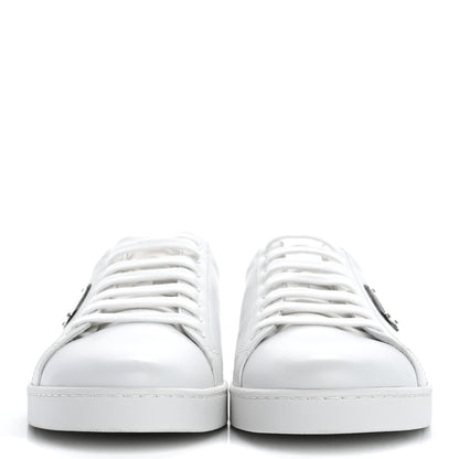 Prada Spazzolato Rois Triangle Logo Mens Low Top  Sneakers 9.5 White Black 3 of 14