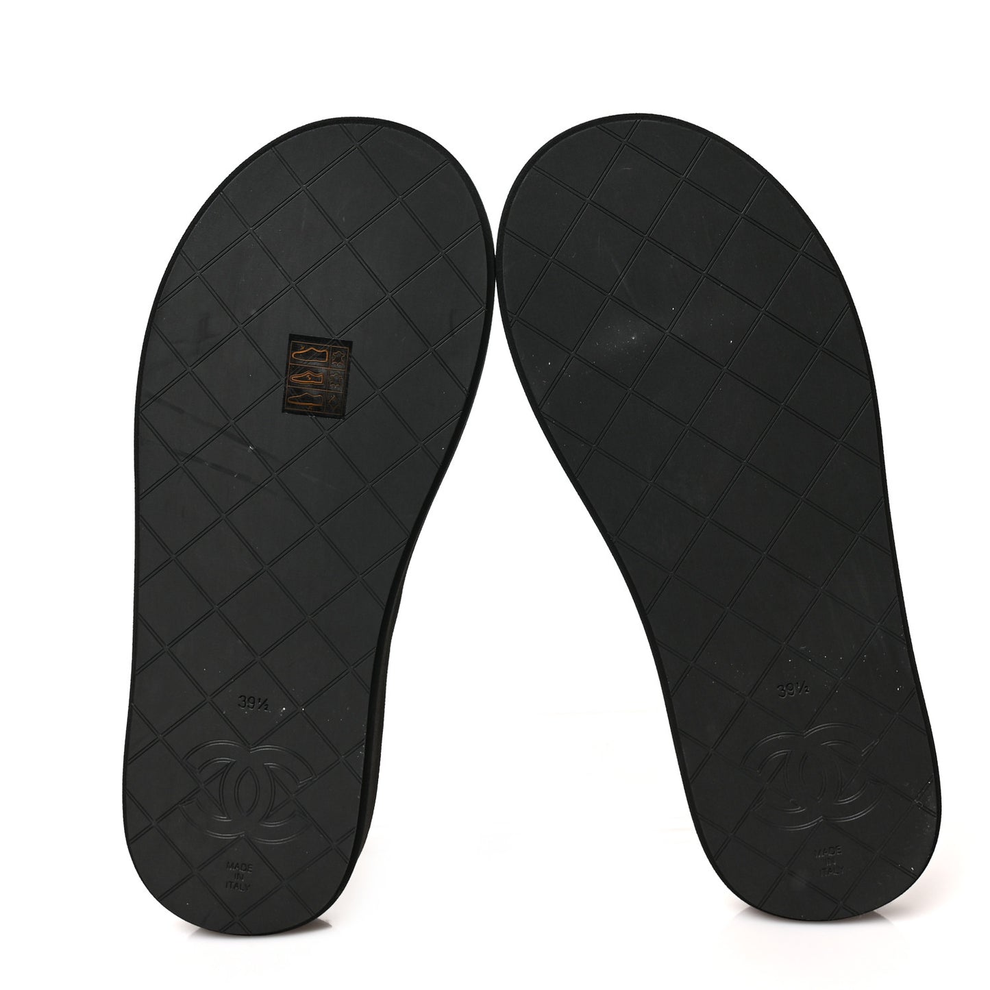 Lambskin Quilted Padded Charms Thong Sandals 39.5 Black